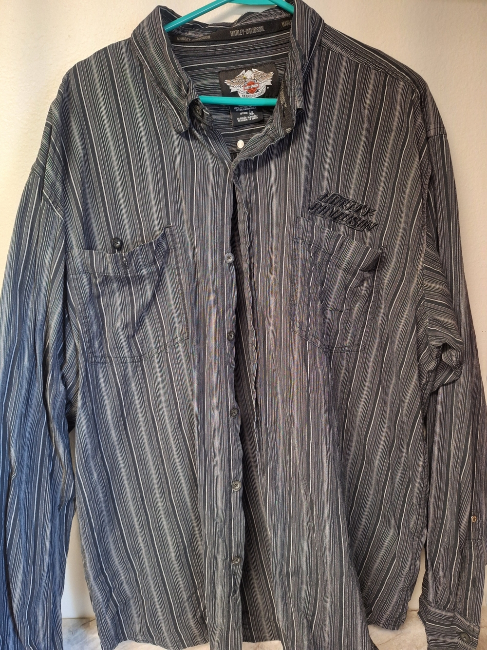 Harley-Davidson Men's Gray Striped Lightweight Shirt